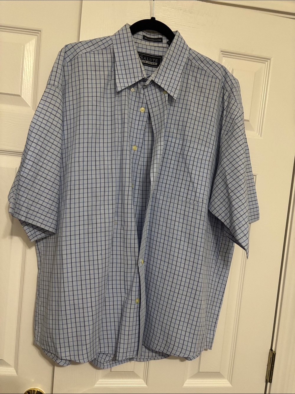 Light Blue Checked Short-Sleeve Button-Down Shirt